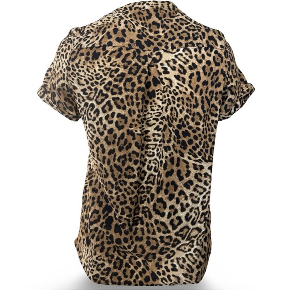 Roz & Ali Leopard Print Short Sleeve Blouse XL | Brown & Black - Picture 2 of 6